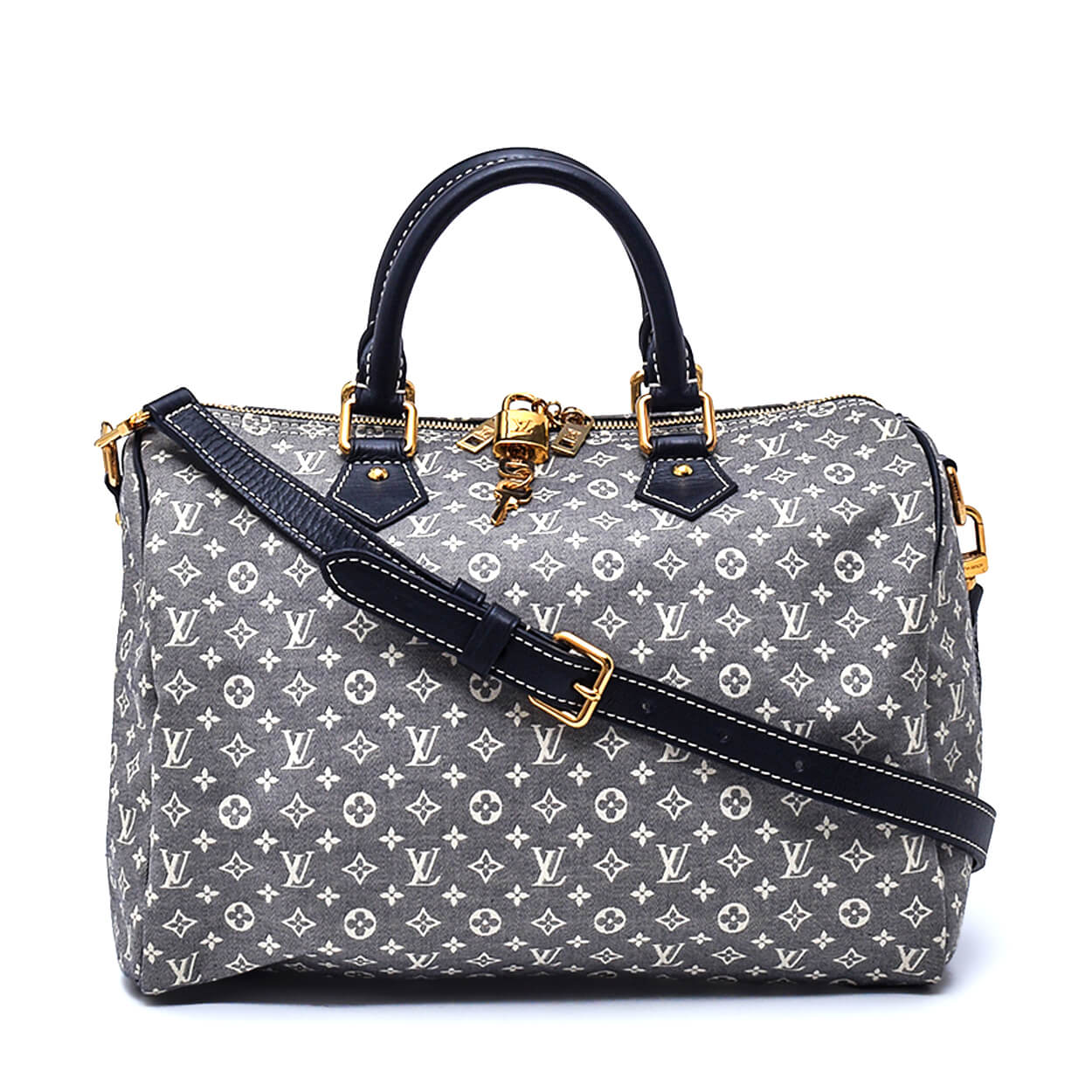 Louis Vuitton - Blue Monogram Mini Lin Speedy Bandouliere 30 Bag